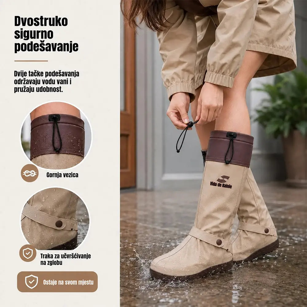 🔥🎁 Sklopive vodootporne navlake za visoke cipele: s protukliznim dizajnom i dvostrukim kopčanjem, ove navlake su posebno dizajnirane za svakodnevna putovanja na otvorenom i izlete po kiši.