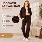 🔴💥【M-4XL】Žensko ležerno baršunasto odijelo s upadljivim elementima (sako + hlače)