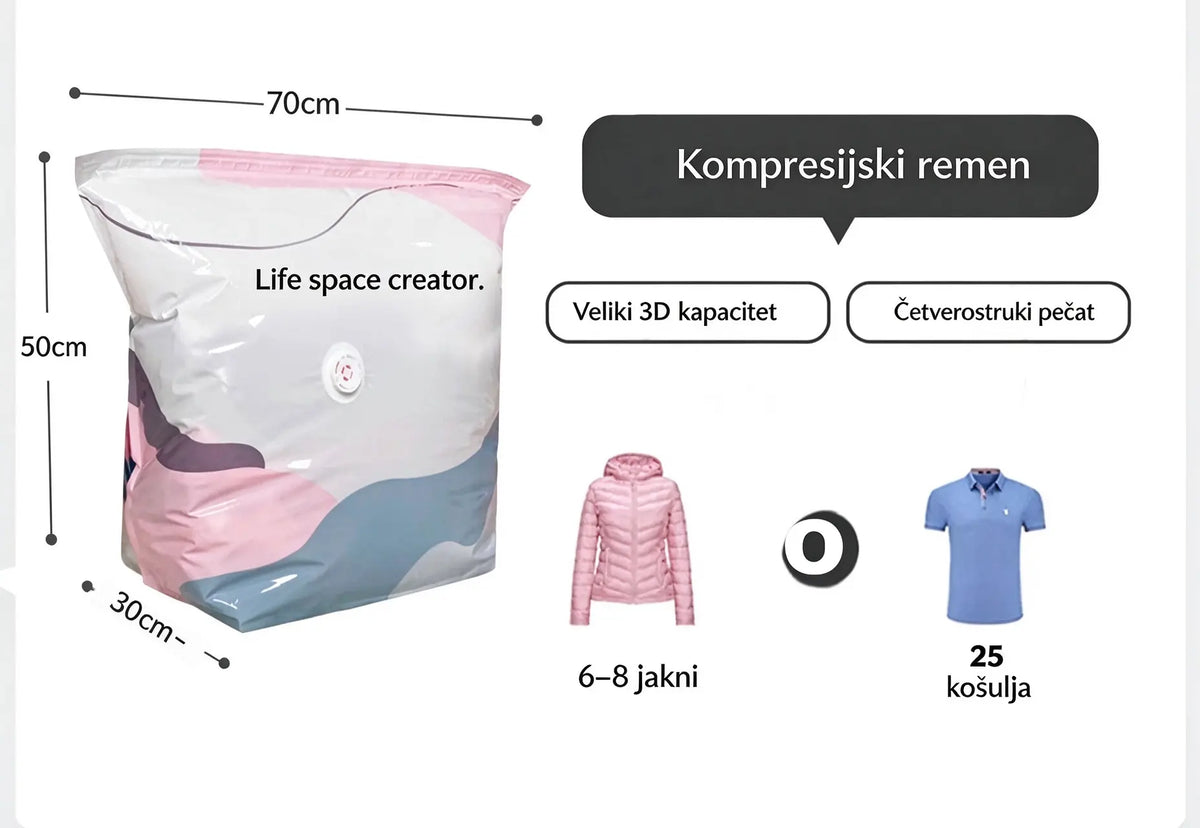 👕📦【5 komada 54 KM】Kompresijske vreće za skladištenje odjeće; nije potreban vakuum; ojačana konstrukcija.