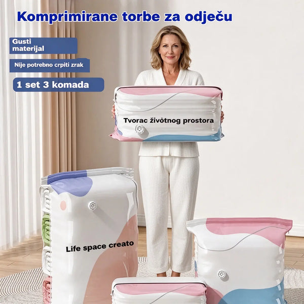 👕📦【5 komada 54 KM】Kompresijske vreće za skladištenje odjeće; nije potreban vakuum; ojačana konstrukcija.