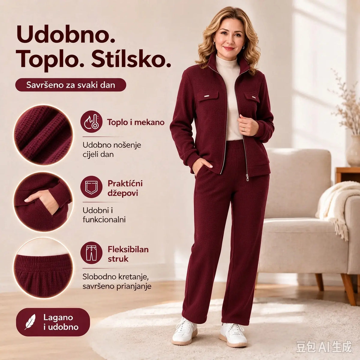 🔴💥【M-4XL】Žensko ležerno baršunasto odijelo s upadljivim elementima (sako + hlače)